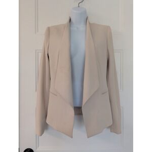 Alice + Olivia Employed Beige Draped Open Front Blazer Jacket Womens Size 2